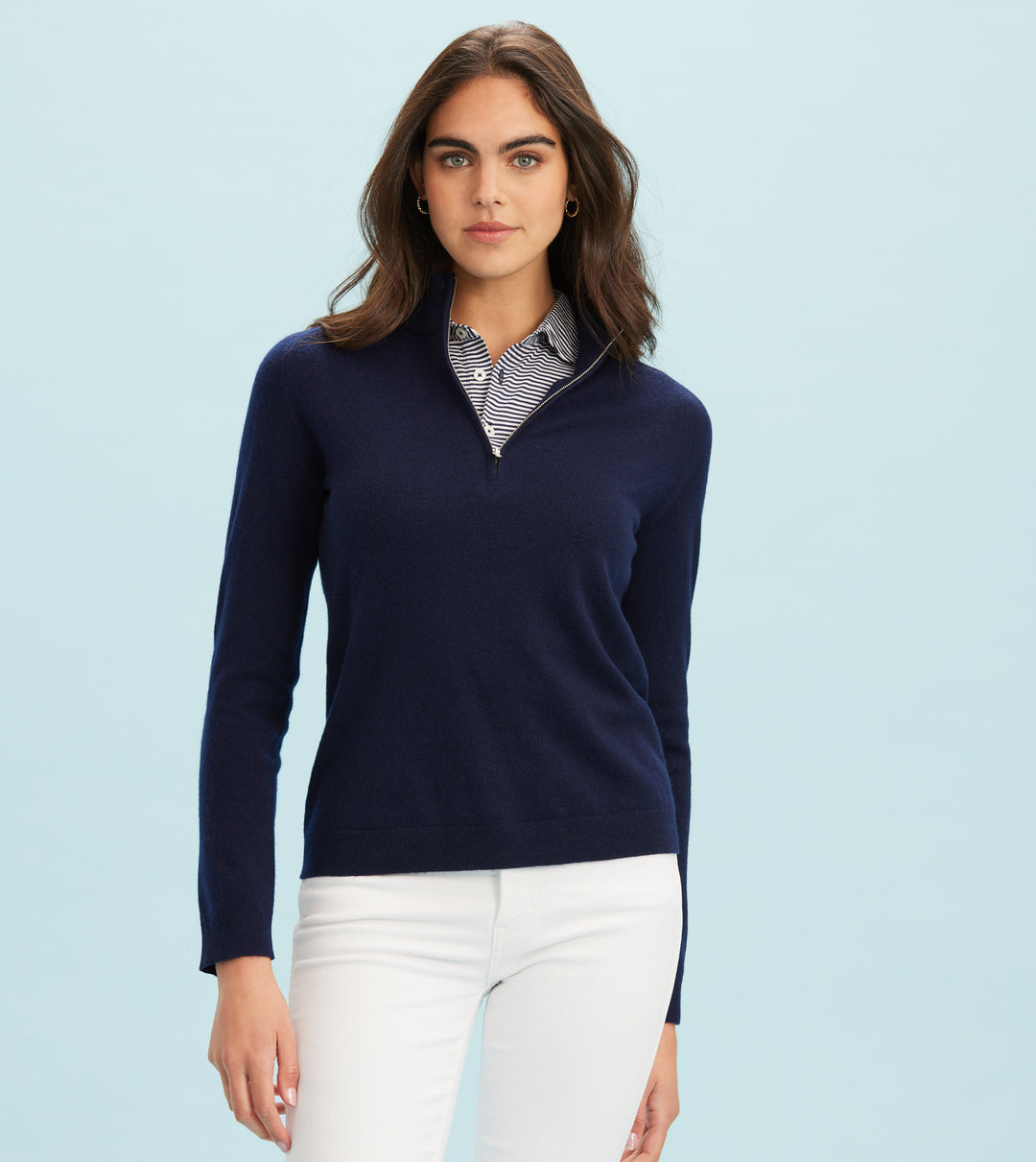 Wool Cashmere Quarter Zip Sweater